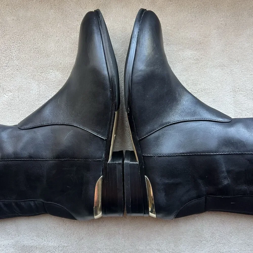 Ann Taylor Cody Black Leather Knee High Riding Boots Women 7 M Classic Side Zip‎